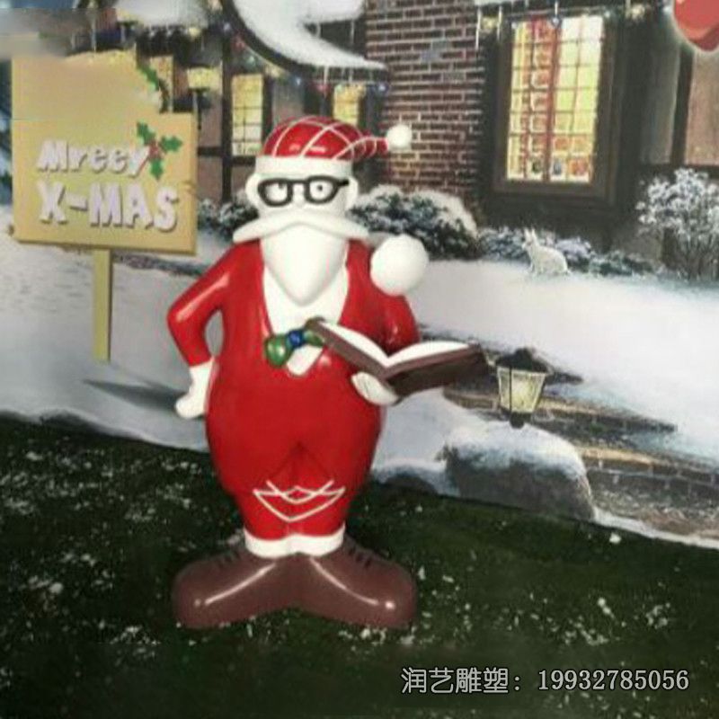 玻璃钢公园圣诞老人卡通雕塑 玻璃钢公园圣诞老人卡通雕塑