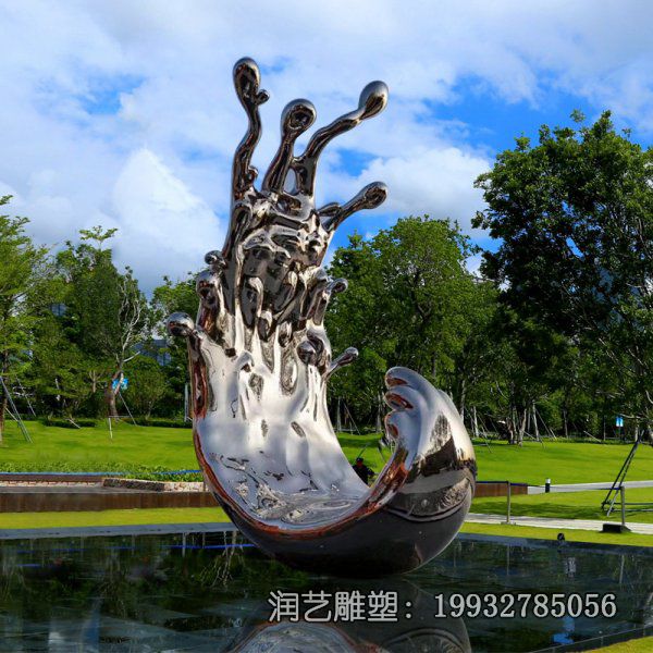 不锈钢草坪海浪雕塑 不锈钢草坪海浪雕塑