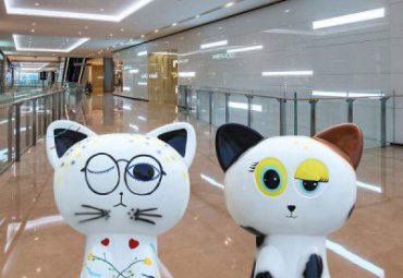 玻璃钢街道招财猫卡通雕塑