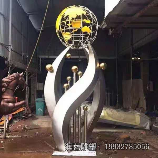 不锈钢公园地球雕塑 不锈钢公园地球雕塑