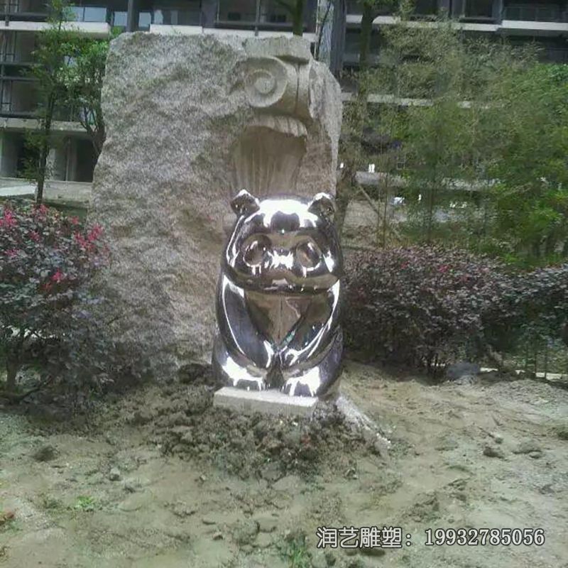 不锈钢城市熊猫雕塑 不锈钢城市熊猫雕塑