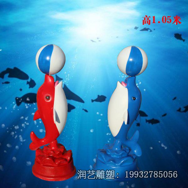 玻璃钢景区海豚动物雕塑 玻璃钢景区海豚动物雕塑