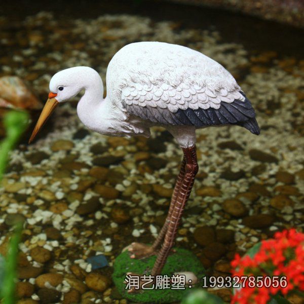 公园玻璃钢动物白鹭雕塑 公园玻璃钢动物白鹭雕塑