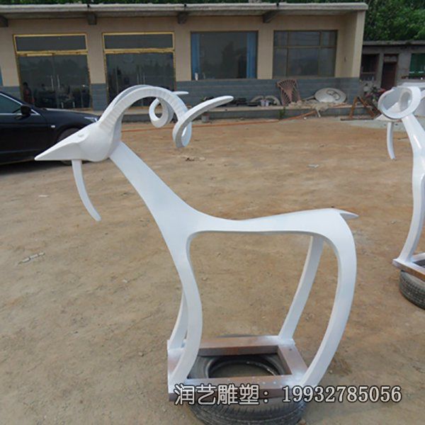 抽象不锈钢公园羊雕塑 抽象不锈钢公园羊雕塑