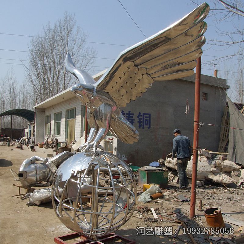 抽象不锈钢老鹰动物雕塑 抽象不锈钢老鹰动物雕塑