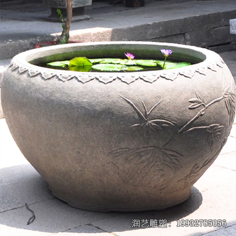 庭院石雕鱼缸雕塑 庭院石雕鱼缸雕塑