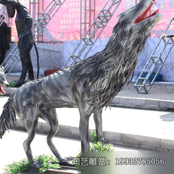 不锈钢公园狼雕塑 不锈钢公园狼雕塑