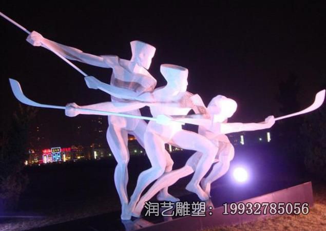 不锈钢校园打高尔夫雕塑 不锈钢校园打高尔夫雕塑