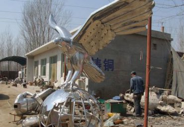 抽象不锈钢老鹰动物雕塑