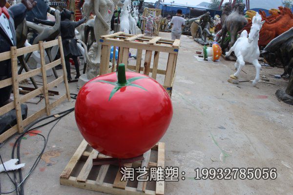 玻璃钢户外西红柿景观雕塑 玻璃钢户外西红柿景观雕塑