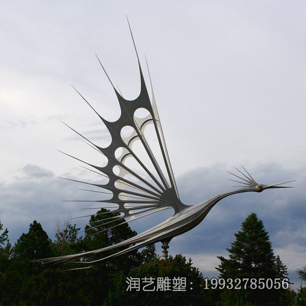 不锈钢户外凤凰动物雕塑 不锈钢户外凤凰动物雕塑