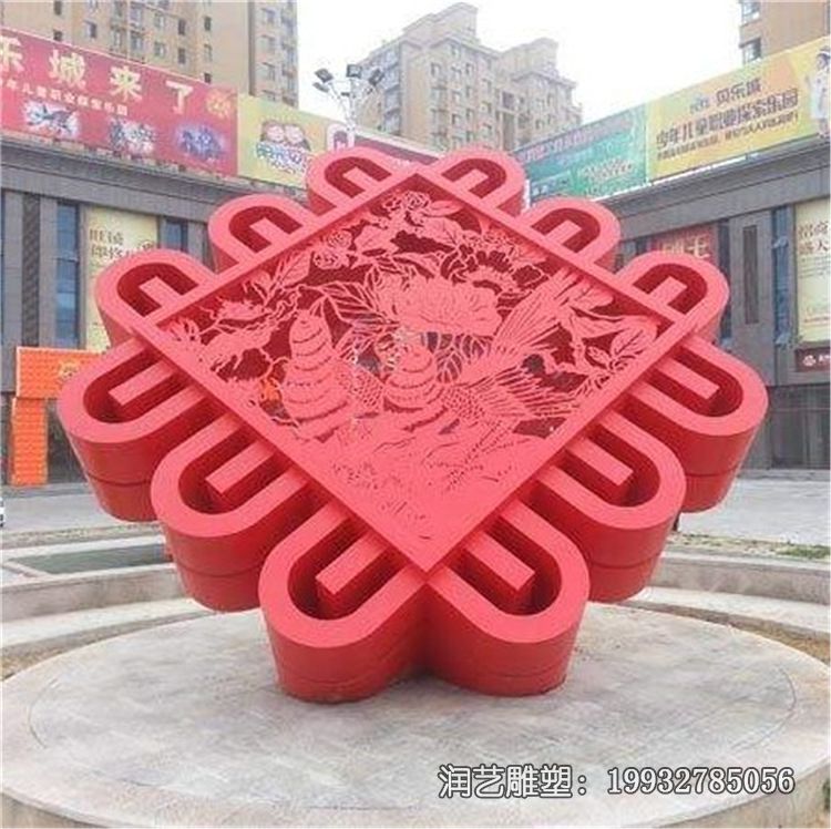 景观不锈钢城市中国结雕塑 景观不锈钢城市中国结雕塑