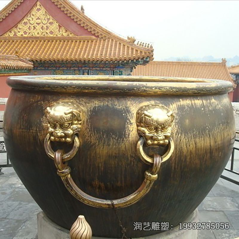铜雕水缸景观雕塑 铜雕水缸景观雕塑