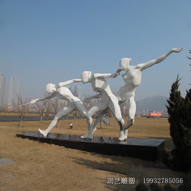 不锈钢公园击剑雕塑 不锈钢公园击剑雕塑