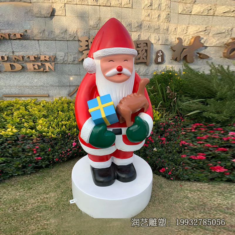 玻璃钢小区圣诞老人雕塑 玻璃钢小区圣诞老人雕塑