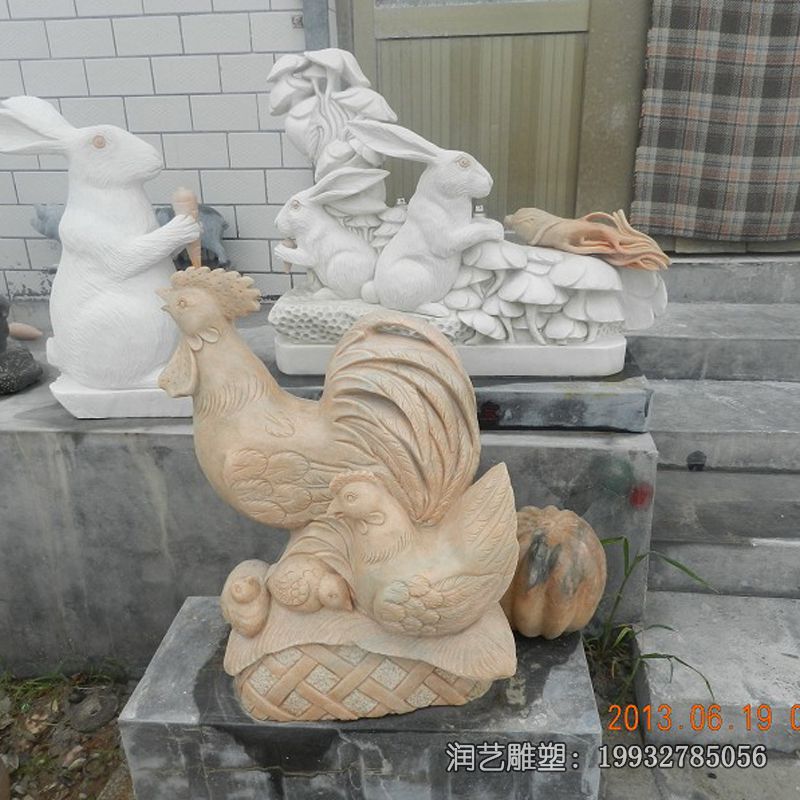 石雕公园动物鸡雕塑 石雕公园动物鸡雕塑