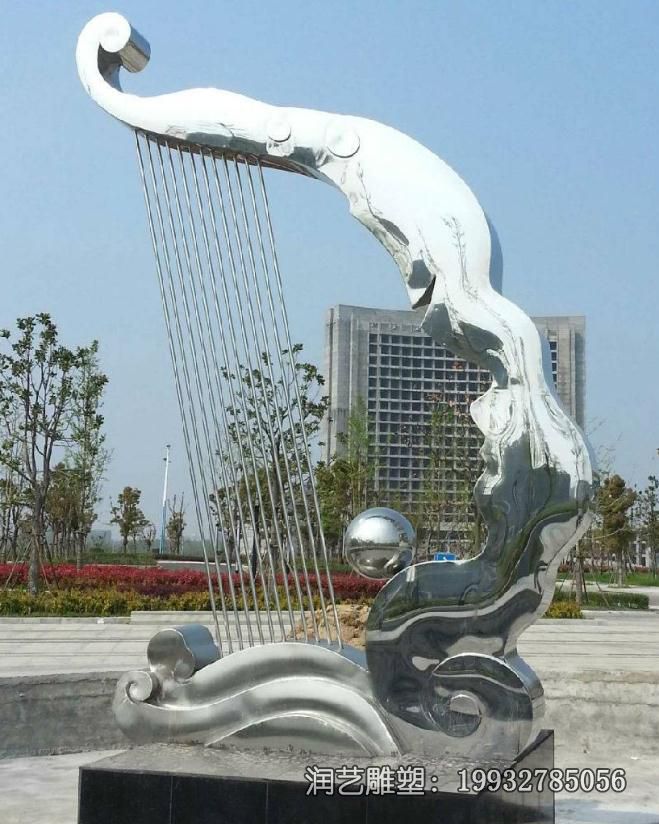 广场不锈钢乐器景观雕塑 广场不锈钢乐器景观雕塑