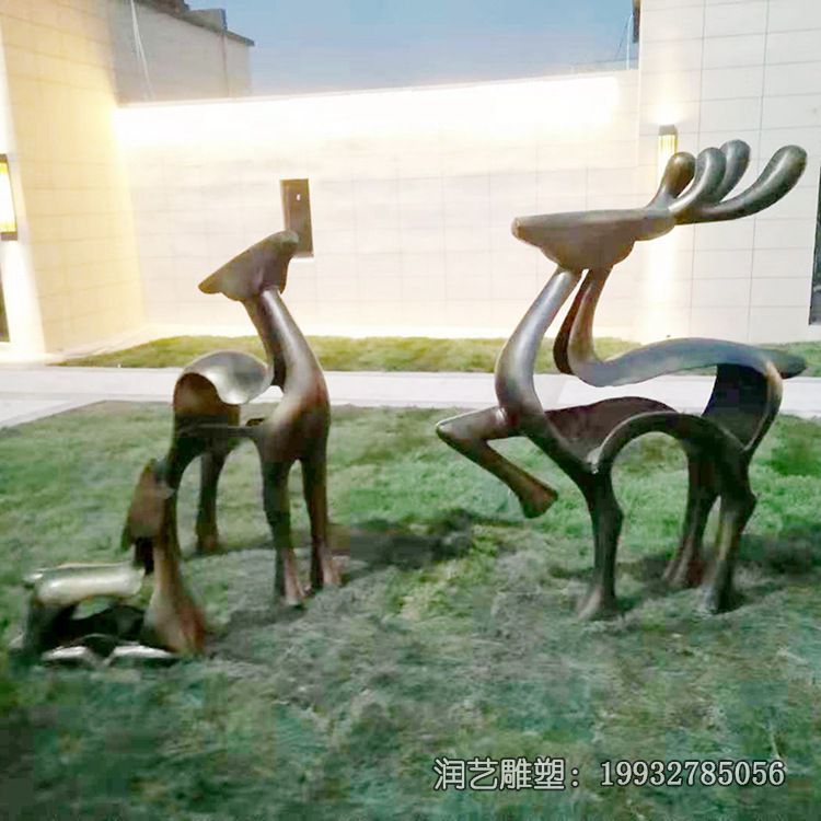 铜雕公园鹿雕塑 铜雕公园鹿雕塑