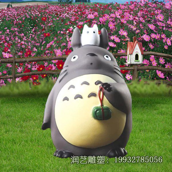 玻璃钢园林卡通龙猫雕塑 玻璃钢园林卡通龙猫雕塑