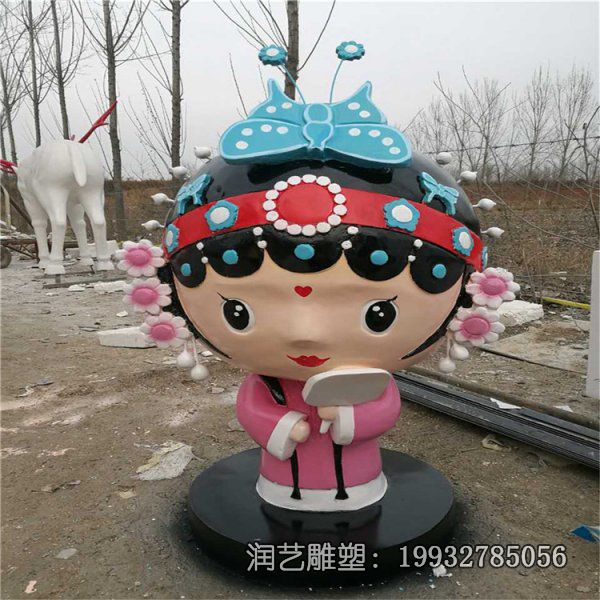 景区彩绘玻璃钢唱戏雕塑 景区彩绘玻璃钢唱戏雕塑