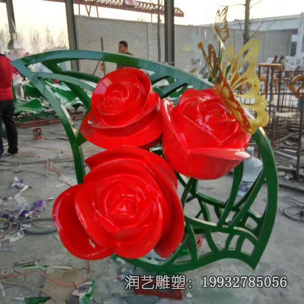 园林不锈钢玫瑰花景观雕塑 园林不锈钢玫瑰花景观雕塑
