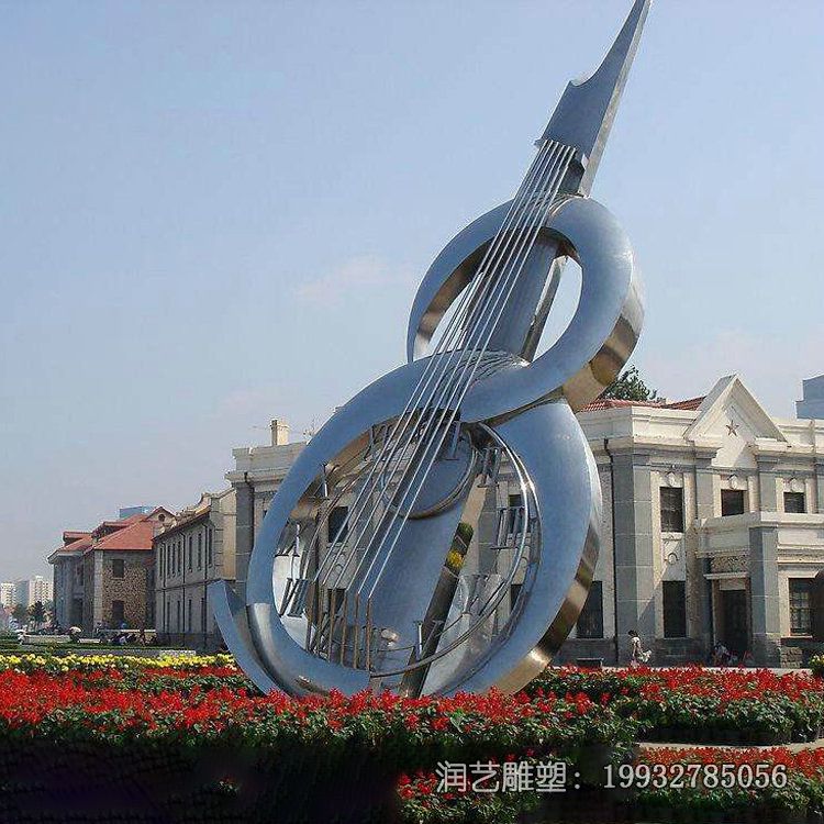 抽象不锈钢大提琴景观雕塑 抽象不锈钢大提琴景观雕塑