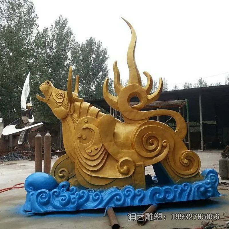 城市动物不锈钢牛雕塑 城市动物不锈钢牛雕塑