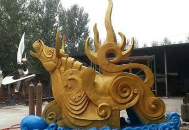 城市动物不锈钢牛雕塑