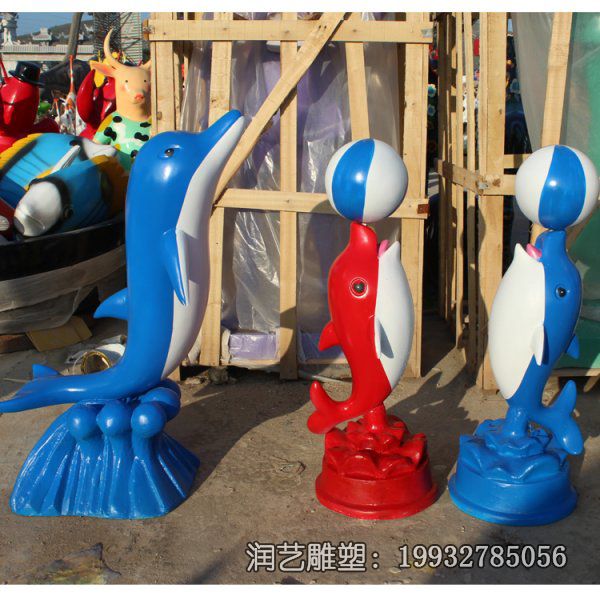 商场玻璃钢海豚动物雕塑 商场玻璃钢海豚动物雕塑