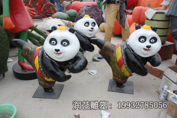 商场玻璃钢卡通功夫熊猫雕塑 商场玻璃钢卡通功夫熊猫雕塑