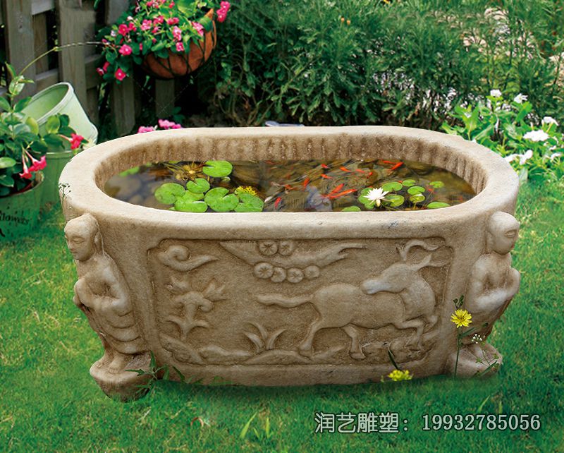 庭院石雕鱼缸雕塑 庭院石雕鱼缸雕塑