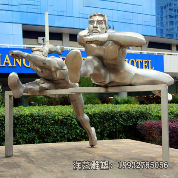 企业不锈钢跨栏雕塑 企业不锈钢跨栏雕塑