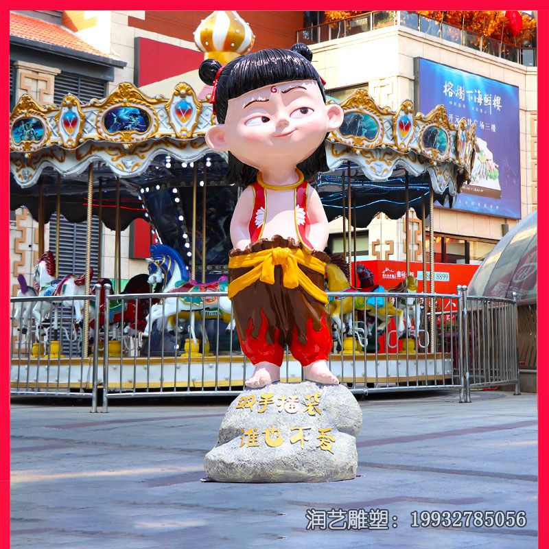 商业街玻璃钢哪吒雕塑 商业街玻璃钢哪吒雕塑