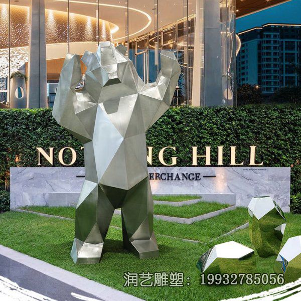 城市抽象不锈钢熊雕塑 城市抽象不锈钢熊雕塑