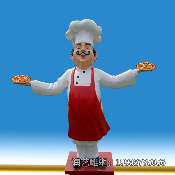 商业街玻璃钢厨师雕塑 商业街玻璃钢厨师雕塑