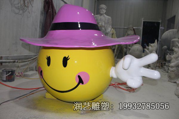 玻璃钢园林笑脸雕塑 玻璃钢园林笑脸雕塑