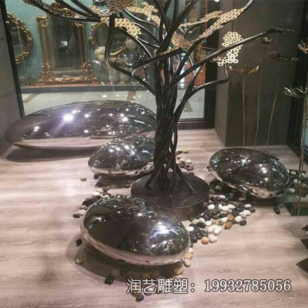 企业不锈钢鹅卵石雕塑 企业不锈钢鹅卵石雕塑