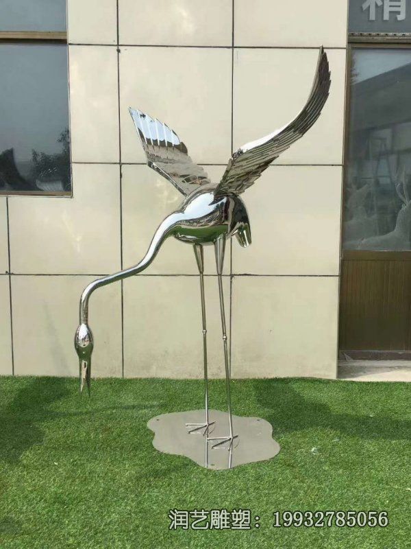 小区不锈钢抽象火烈鸟雕塑 小区不锈钢抽象火烈鸟雕塑