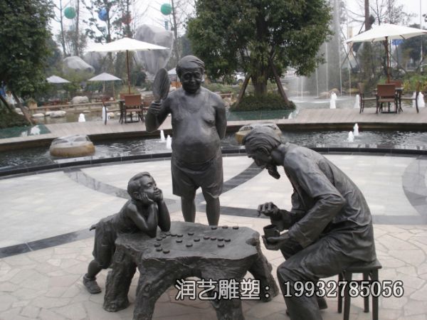 铜雕下棋人物雕塑 铜雕下棋人物雕塑