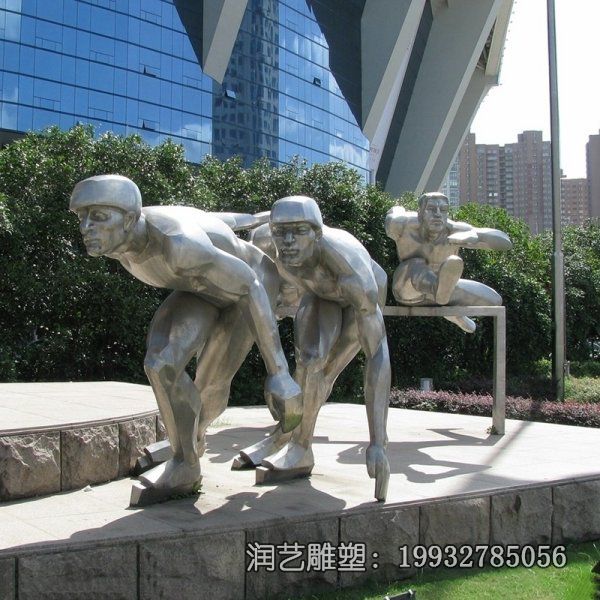户外不锈钢跨栏抽象雕塑 户外不锈钢跨栏抽象雕塑