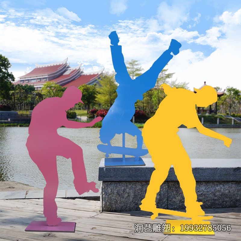 不锈钢人物滑板雕塑 不锈钢人物滑板雕塑