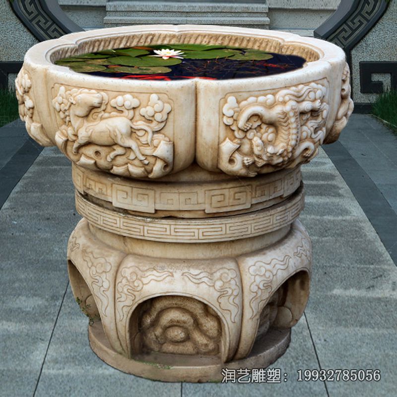 鱼缸石雕庭院雕塑 鱼缸石雕庭院雕塑