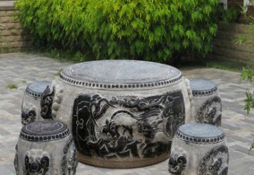 石雕小区桌凳雕塑