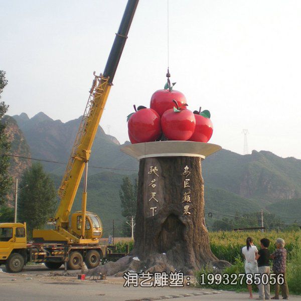 景区不锈钢景观苹果雕塑 景区不锈钢景观苹果雕塑