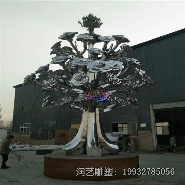 企业不锈钢玫瑰花雕塑 企业不锈钢玫瑰花雕塑