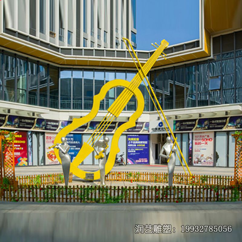 商业街不锈钢大提琴景观雕塑 商业街不锈钢大提琴景观雕塑