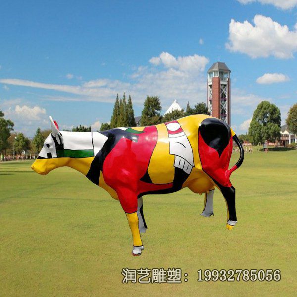 玻璃钢街道牛动物雕塑 玻璃钢街道牛动物雕塑