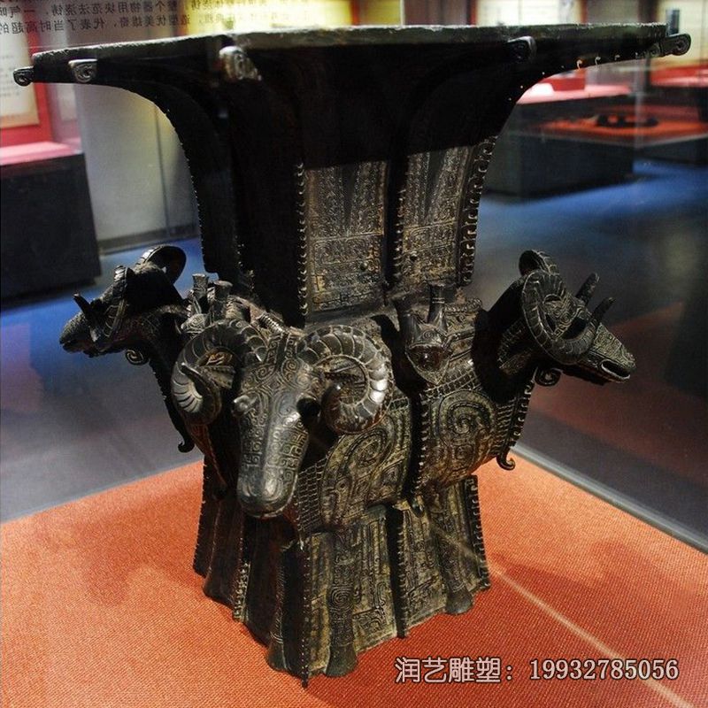铜雕四羊方尊雕塑 铜雕四羊方尊雕塑