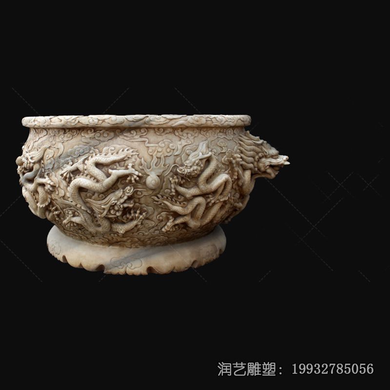 庭院石雕鱼缸雕塑 庭院石雕鱼缸雕塑