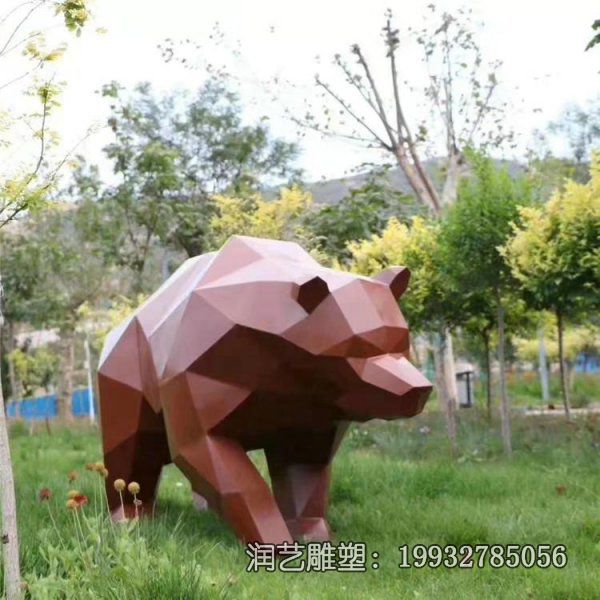 草坪不锈钢熊雕塑 草坪不锈钢熊雕塑